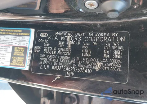 2013 Kia Soul + z USA, uszkodzony, nr VIN KNDJT2A62D7525410